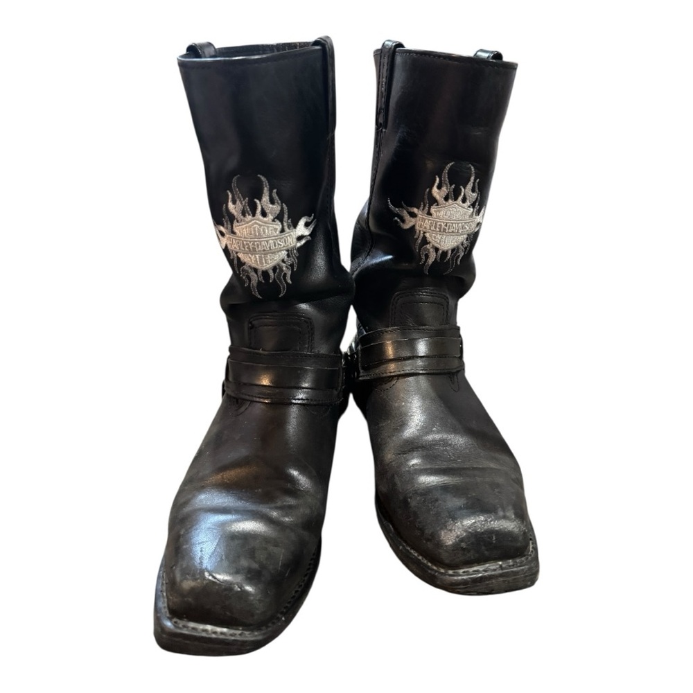 Harley Davidson Men's Motorcycle Leather Boots Embroidered 9